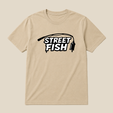 Cream StreetFish fishing tee